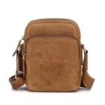 Mens Real Leather Cross Body Bag Small Organiser Travel Pouch Jett Tan Hunter - Image 4